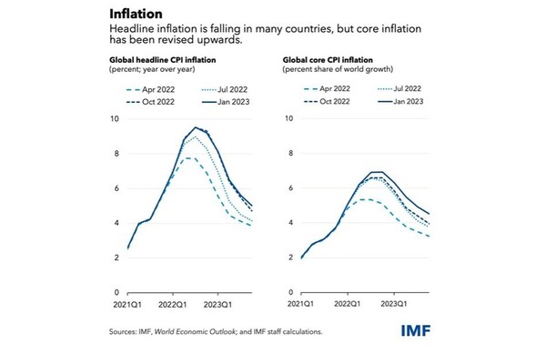 인플레이션 및 근원인플레이션 전망 그래프 [IMF 자료 캡처]