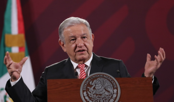 안드레스 마누엘 로페스 오브라도르 멕시코 대통령이 26일(현지시간) 멕시코시티에 있는 대통령궁에서 정례 기자회견을 하고 있다. [사진=연합뉴스]
